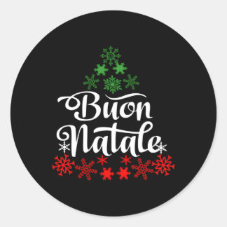 Italienischer Buon Natale Snowflake Italien Baum Runder Aufkleber