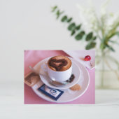 Italienischer Cappuccino mit Liebe Postkarte (Stehend Vorderseite)