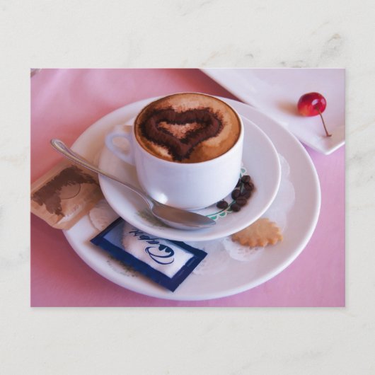 Italienischer Cappuccino mit Liebe Postkarte (Vorderseite)