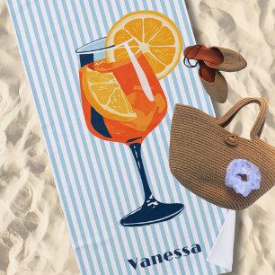Italienischer Cocktail Blau gestreift Süße Hen Par Strandtuch
