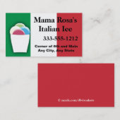 Italienischer Eisverkäufer oder Shop mit Flaggenfa Visitenkarte (Vorne/Hinten)