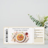 Italienischer Essens-Gutschein Einladung (Stehend Vorderseite)