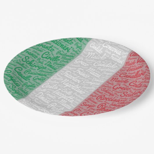 Italienischer Familien-Wiedersehen-Papier-Teller Pappteller (Schrägansicht)