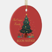 Italienischer Familienname Buon Natale Custom Tree Keramik Ornament (Rechts)