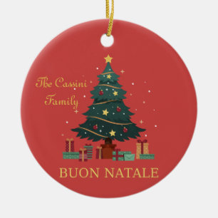Italienischer Familienname Buon Natale Custom Tree Keramik Ornament