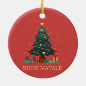 Italienischer Familienname Buon Natale Custom Tree Keramik Ornament (Hinten)