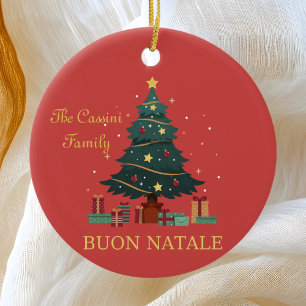 Italienischer Familienname Buon Natale Custom Tree Keramik Ornament