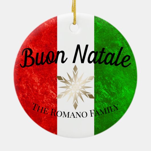 Italienischer Familienname Buon Natale Fahndung We Keramik Ornament (Hinten)