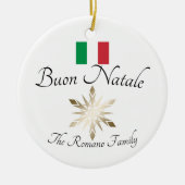 Italienischer Familienname Buon Natale Flag und Sn Keramik Ornament (Vorne)