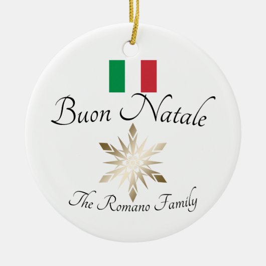 Italienischer Familienname Buon Natale Flag und Sn Keramik Ornament (Vorne)
