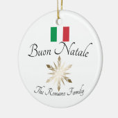 Italienischer Familienname Buon Natale Flag und Sn Keramik Ornament (Links)