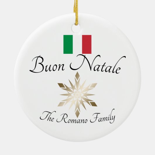 Italienischer Familienname Buon Natale Flag und Sn Keramik Ornament (Hinten)