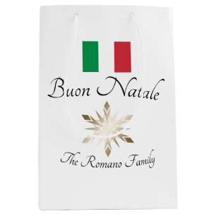 Italienischer Familienname Buon Natale Flag und Sn Mittlere Geschenktüte