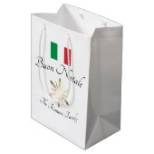 Italienischer Familienname Buon Natale Flag und Sn Mittlere Geschenktüte (Rückseite Schrägansicht)