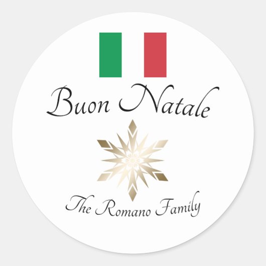 Italienischer Familienname Buon Natale Flag und Sn Runder Aufkleber (Vorderseite)