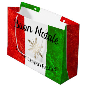 Italienischer Familienname Buon Natale Flag Weihna Große Geschenktüte