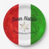Italienischer Familienname Buon Natale Flag Weihna Pappteller (Vorderseite)