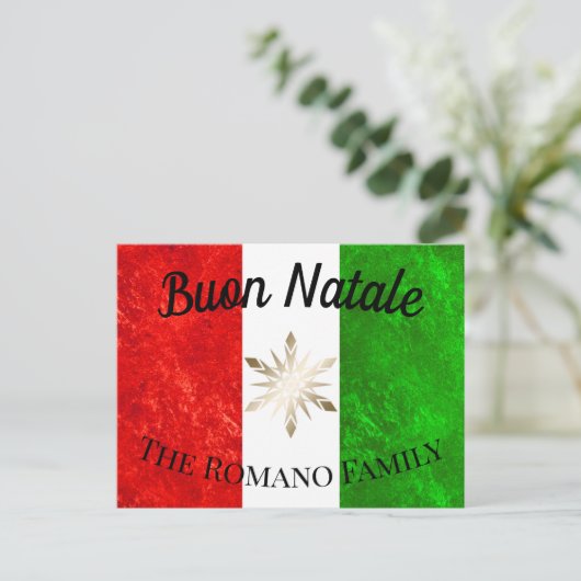 Italienischer Familienname Buon Natale Flag Weihna Postkarte (Stehend Vorderseite)