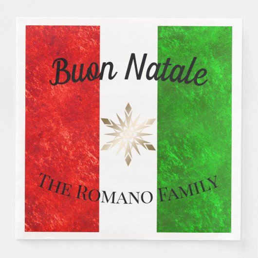 Italienischer Familienname Buon Natale Flag Weihna Serviette (Vorderseite)
