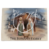 Italienischer Familienname Buon Natale Krippe Große Geschenktüte (Vorderseite)