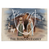 Italienischer Familienname Buon Natale Krippe Große Geschenktüte (Rückseite)