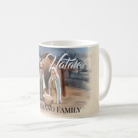 Italienischer Familienname Buon Natale Krippe Kaffeetasse (VorderseiteRechts)