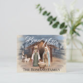 Italienischer Familienname Buon Natale Krippe Postkarte (Stehend Vorderseite)