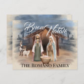 Italienischer Familienname Buon Natale Krippe Postkarte (Vorne/Hinten)