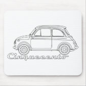 Italienischer Fiat Cinquecento 500 cc Oldtimer Blu Mousepad (Vorne)