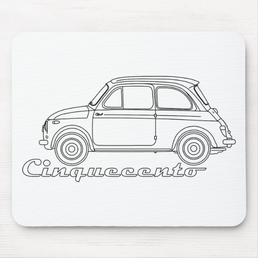 Italienischer Fiat Cinquecento 500 cc Oldtimer Blu Mousepad (Vorne)