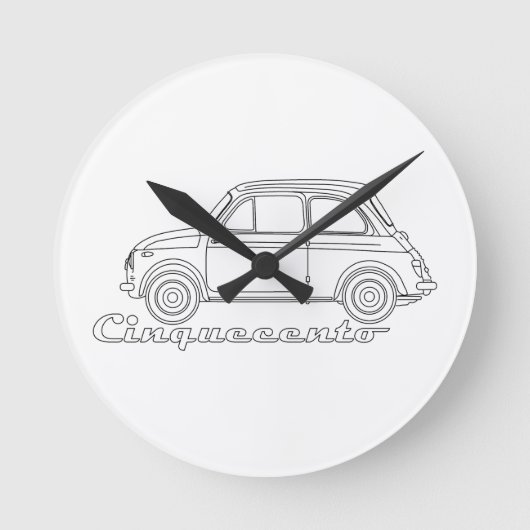 Italienischer Fiat Cinquecento 500 cc Oldtimer Blu Runde Wanduhr (Vorderseite)