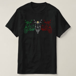 Italienischer Flaggen-Roller   Retro Motorrad Drei T-Shirt