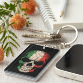 Italienischer Flaggen-Schädel auf Schwarzem Schlüsselanhänger (Vorderseite rechts)