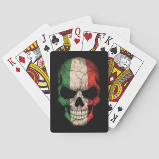 Italienischer Flaggen-Schädel auf Schwarzem Spielkarten