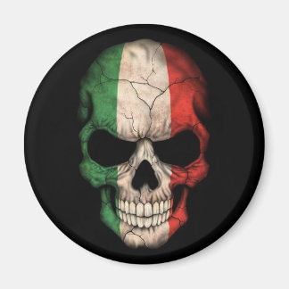 Italienischer Flaggenschädel in Schwarz Magnet