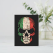 Italienischer Flaggenschädel in Schwarz Postkarte (Stehend Vorderseite)