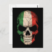 Italienischer Flaggenschädel in Schwarz Postkarte (Vorne/Hinten)