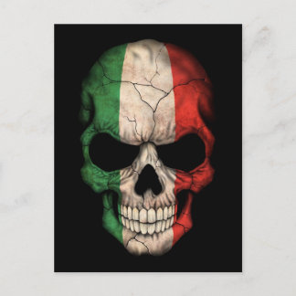 Italienischer Flaggenschädel in Schwarz Postkarte