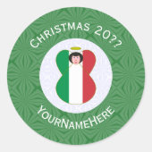 Italienischer Flaggenweihnachtsgel personalisieren Runder Aufkleber (Vorderseite)