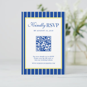Italienischer gestreifter blauer und gelber Hochze RSVP Karte