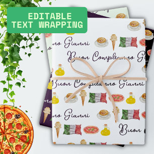 Italienischer Glückwunsch zum Geburtstag , Buon Co Geschenkpapier Set