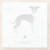 Italienischer Grauhound mit individuellem Text Glasuntersetzer (Rückseite)