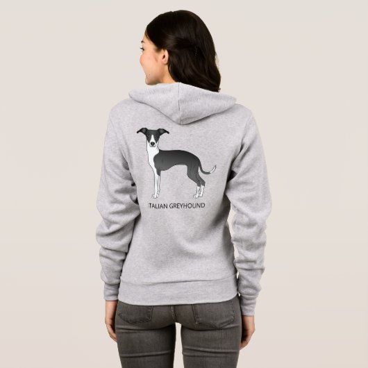 Italienischer Grauhound mit individuellem Text Hoodie (Schwarz voll)
