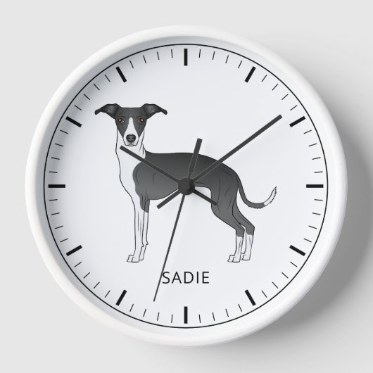 Italienischer Grauhound mit individuellem Text Uhr (Vorderseite)