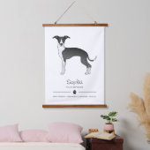 Italienischer Grauhound mit individuellem Text Wandteppich Mit Holzrahmen (Schlafzimmer)
