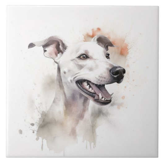 Italienischer Grauhund Hund Haustier, Aquarell Fliese (Vorderseite)