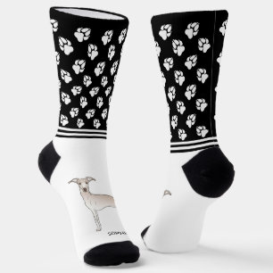 Italienischer Grauhund mit Namen und Paws Socken