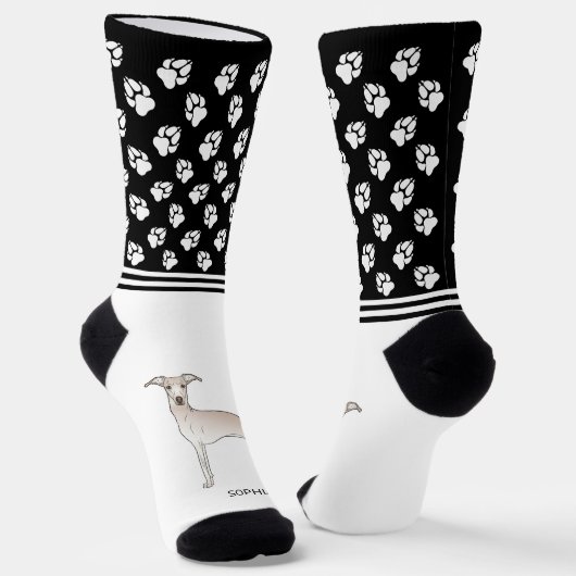 Italienischer Grauhund mit Namen und Paws Socken (Gewinkelt)
