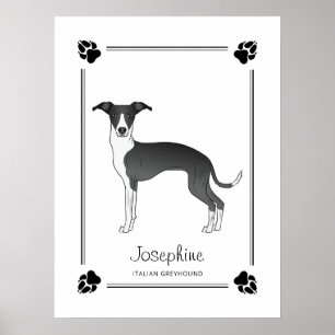 Italienischer Grauhund mit Paws & Text Poster