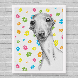 Italienischer Grauhund Niedlich Funny Sketch Portr Poster
